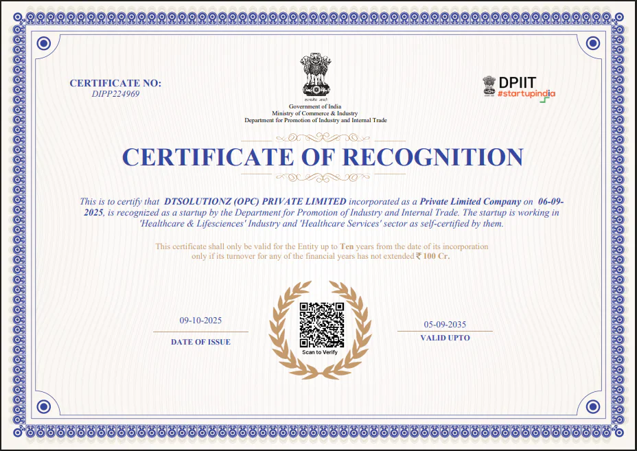 startup india recognization
